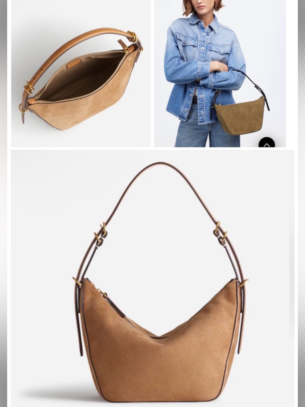 Madewell The Keeper Shoulder Suede Bag in Cumin (Camel) EUC